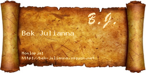 Bek Julianna névjegykártya